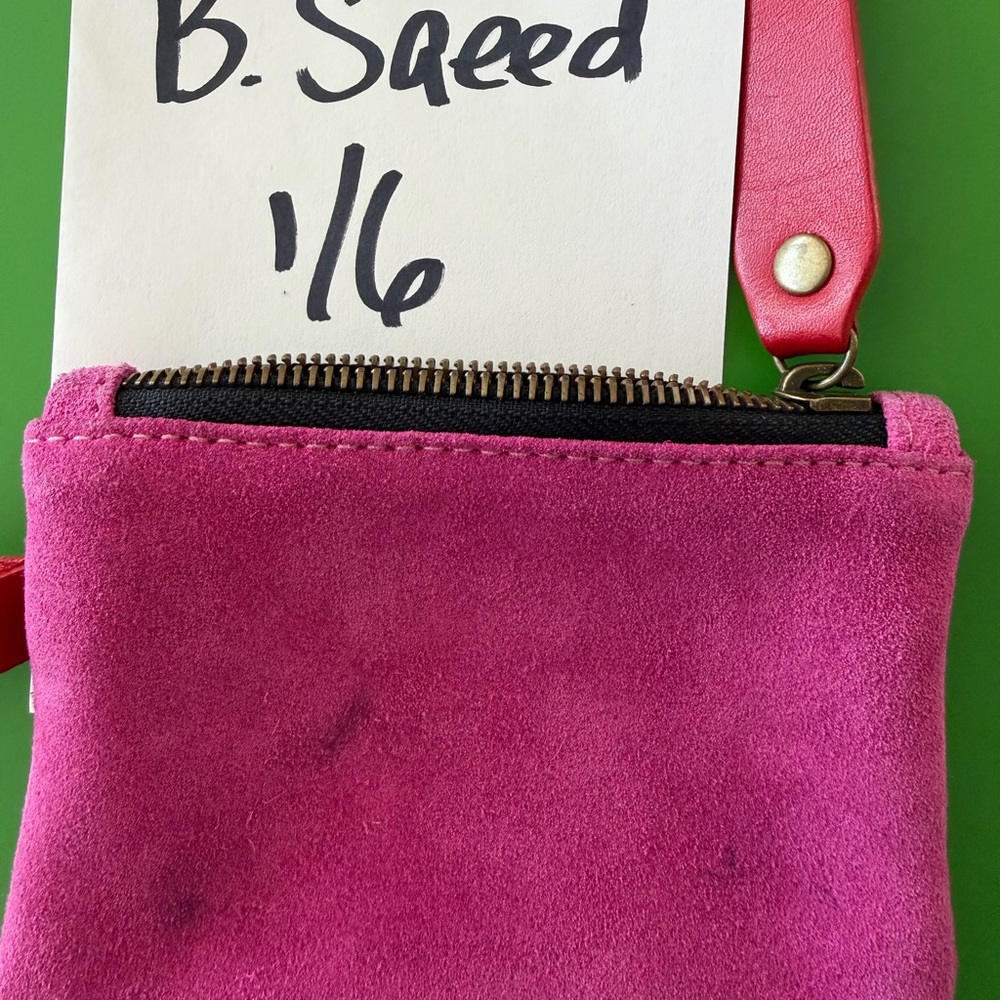 Parker Thatch Pink Suede Women's Clip on small zipper pouch - Picture 2 of 9